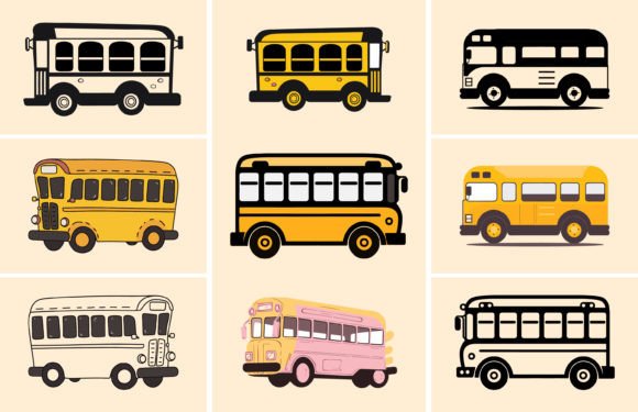Back to School Bus Vector Bundle