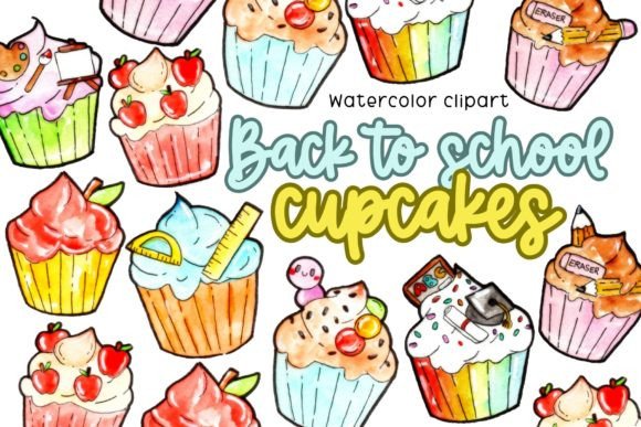Back to School Cupcakes Clipart: Creative, Print-Ready Resources for Teachers, Designers & DIY Educators