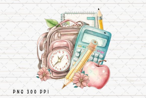 Back to School Flowers Watercolor PNG