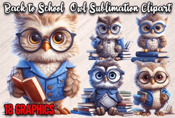 Back to School Owl Sublimation Clipart