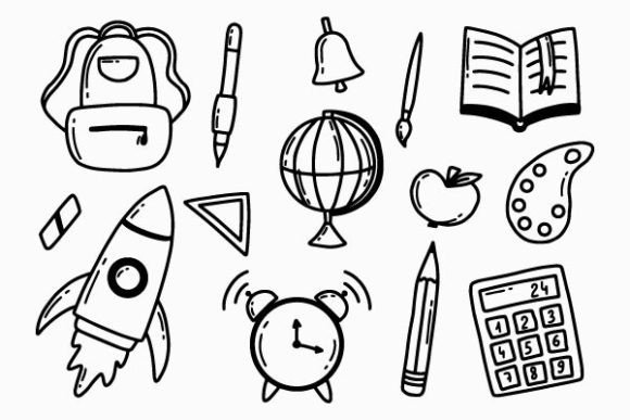 Back to School Set. Doodle Style.