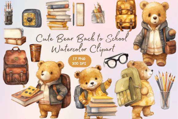 Cute Bear Back to School Watercolor: Creative, Print-Ready Resources for Crafters and Small Business Owners