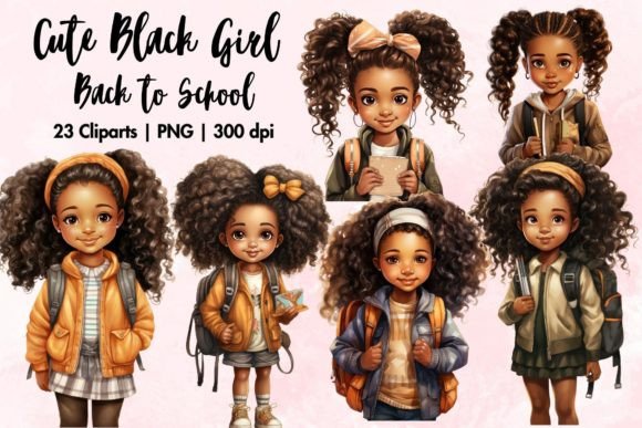 Cute Black Girl Back to School Clipart: A Versatile, High-Quality Digital Resource for Creators