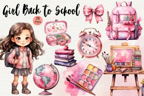 Girl Back to School Sublimation Clipart