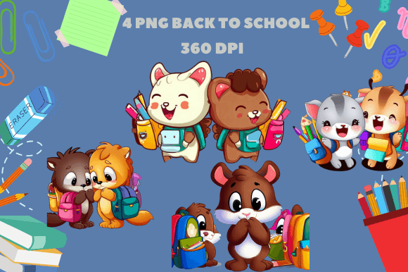 Timid Cartoon Animals - Back to School