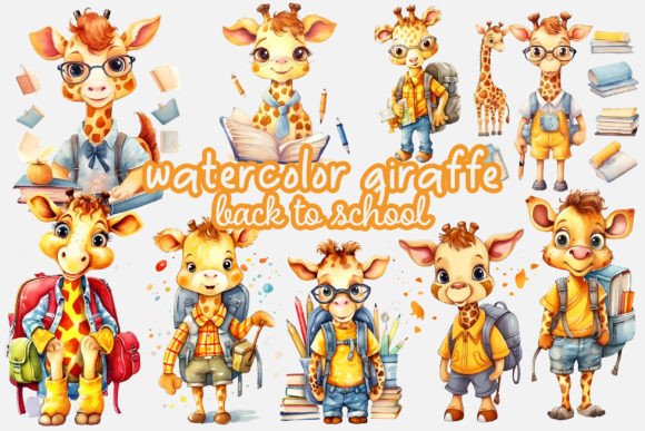 Watercolor Giraffe Back to School