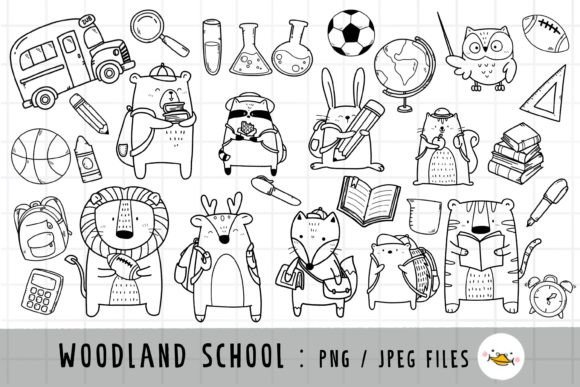 Woodland Animals Back to School Clipart: Creative, Classroom-Ready Resources for Educators and Crafters